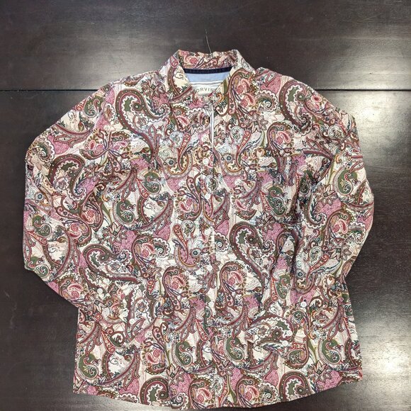 Orvis Dun 70's Pattered Button Up Size Medium - Picture 1 of 4